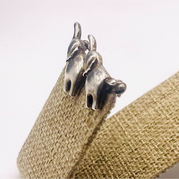 RELISTED Sterling Silver Two Elephants With Good Luck Trunks Up - Picture 4 of 12